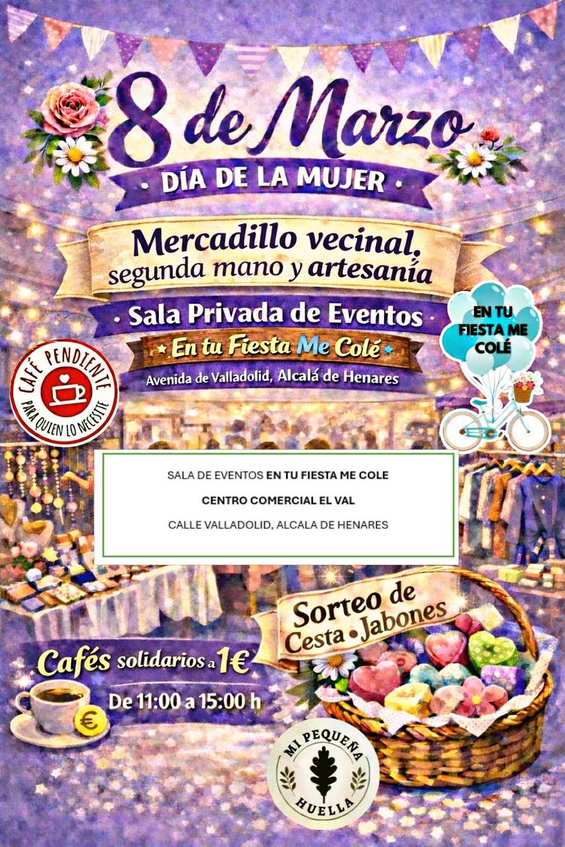 CafePendAlcala's tweet photo. 𝐍𝐎𝐒 𝐇𝐀𝐂𝐄𝐈𝐒 𝐔𝐍 𝐅𝐀𝐕𝐎𝐑??
Nos ayudais a difundir nuestro Mercadillo de este domingo para que más gente venga a visitarnos?
GRACIAS tan sólo guardar la imagen y lo publicáis en el estado de whatsapp o bien en grupos, o ya sería increible si lo imprimis y lo pegáis https://t.co/tRojsP5kmo