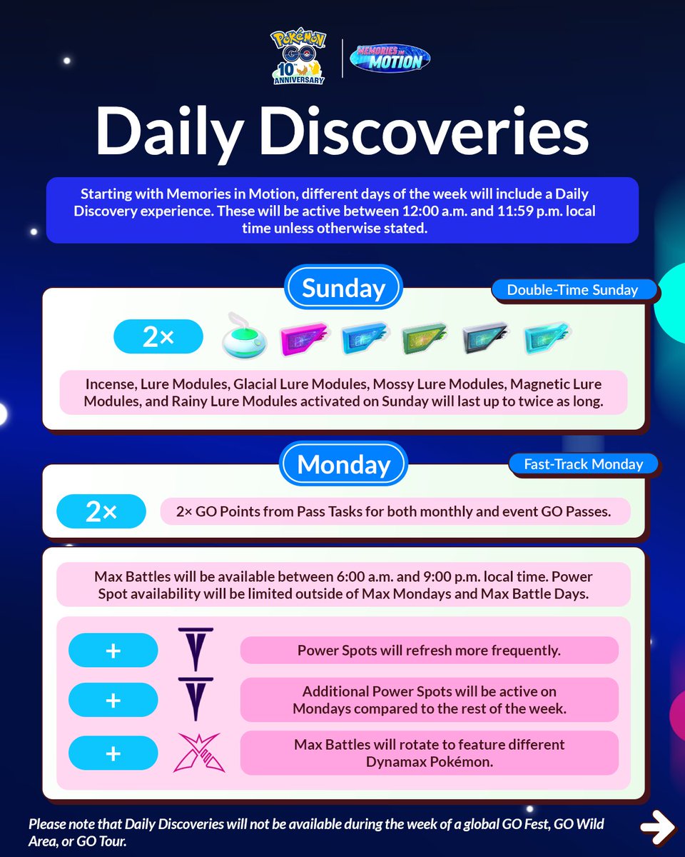 pokemongoappuk's tweet photo. Starting with Memories in Motion, different days of the week will feature a Daily Discovery experience in #PokemonGO!

https://t.co/1BFjTcRDU7 https://t.co/HAe4LucBZF