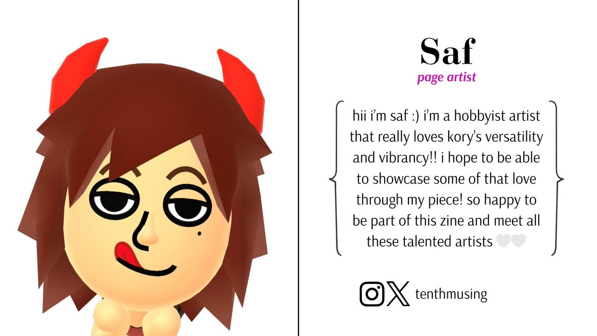 CONTRIBUTOR SPOTLIGHTS 💫
Next up, we have page artists Lyckyf (lyckyf on Tumblr) and Saf (<a href="/tenthmusing/">sawesome 𓆝 𓆟 𓆞</a> on Instagram &amp; Twitter)!