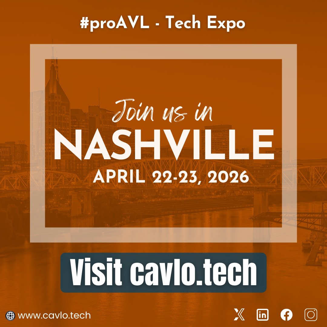 No massive halls, No badge scanners. Just real conversations with AVL manufacturers who want to work with you.📍 cavlo Nashville | April 22–23  cavlo.tech/attend

#cavloConnect #cavloTechExpo #cavlo #cavloNashville #cavloCharlotte #cavloSeattle #cavlo2026 #ProAVL