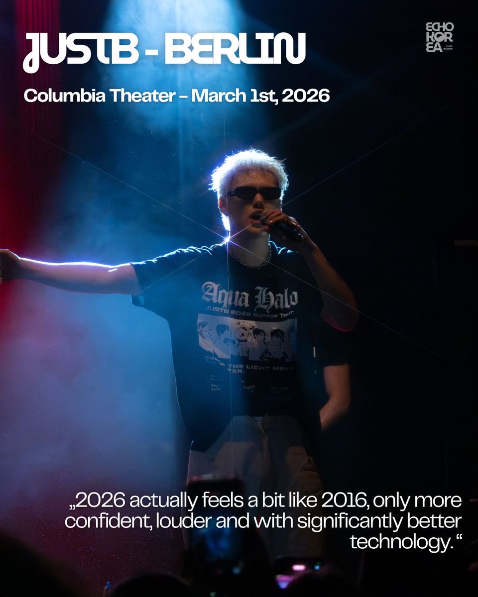 echokorea_de's tweet photo. Sunday evening in Berlin and the Columbia Theatre was back in 2016!
JUSTB brought their first European tour since their debut in 2021 to the capital, with powerful performances and solo stages that no one saw coming.

More impressions here: 

https://t.co/bAxGeVC2Mf

#AquaHalo https://t.co/J9PJy1YjMN