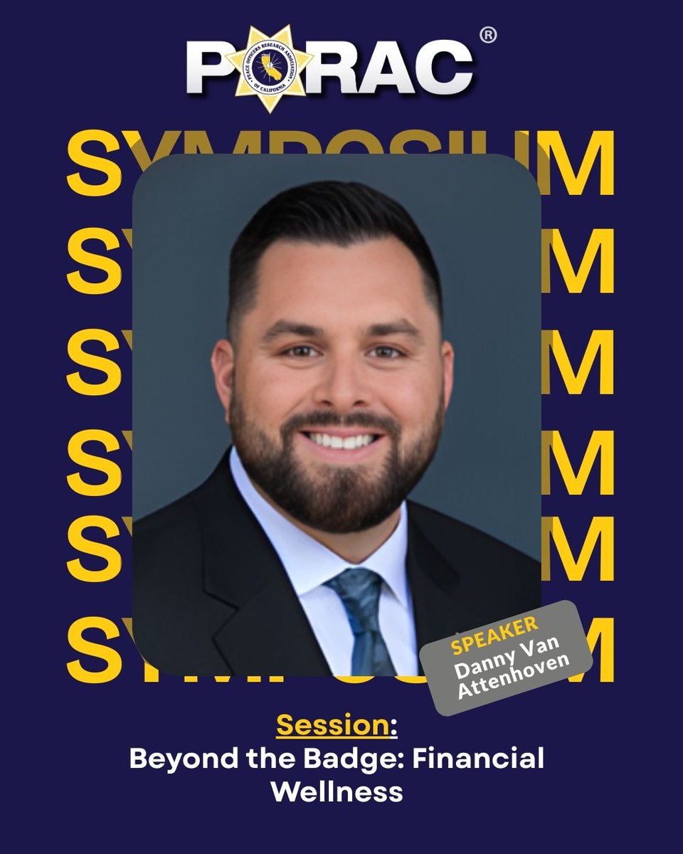 Join Danny Van Attenhoven of CAHP Credit Union at the PORAC Symposium, April 22–23, 2026, as he teaches “Behind the Badge: Financial Wellness.” Learn practical strategies for budgeting, debt management, and maximizing retirement planning for peace officers.
#PORAC #PORACSymposium