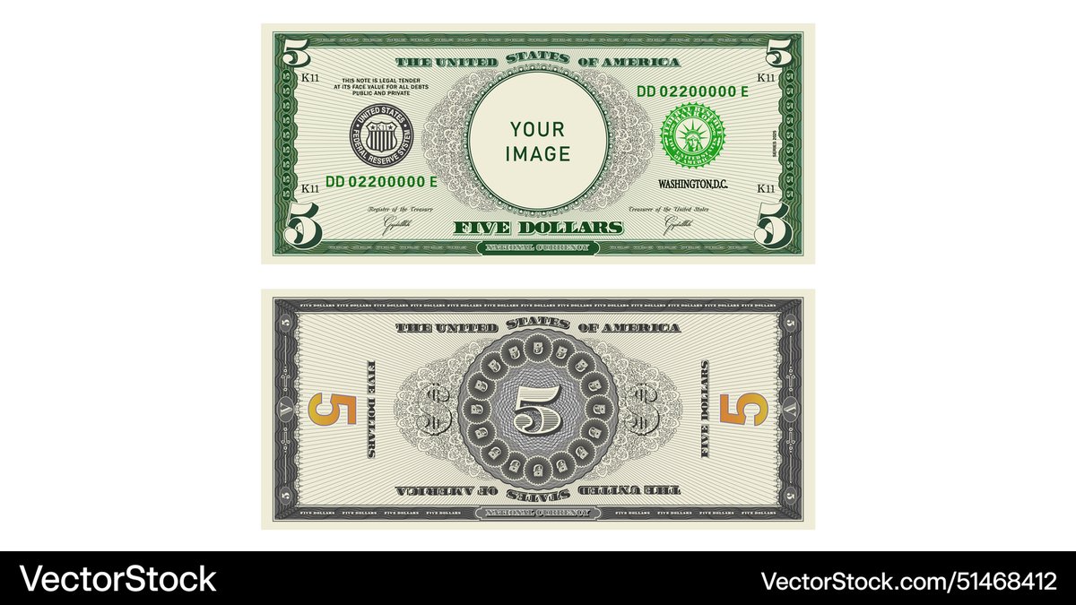 My Most Trending <a href="/VectorStock/">VectorStock</a> highly detailed fictional beautiful 5 us dollar #VectorStock vectorstock.com/51468412