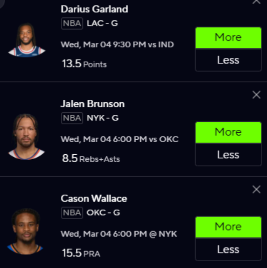 BBFFMikey's tweet photo. Prize Picks 3 Man Catamaran ⛵️

NBA Wednesday🔥

Darius Garland o13.5 Points
Jalen Brunson o8.5 Rebounds + Assists
Cason Wallace o15.5 Points + Rebounds + Assists

Get My Best Picks FREE👇
https://t.co/Oj3x2rsVGn https://t.co/vYuMz50WTI
