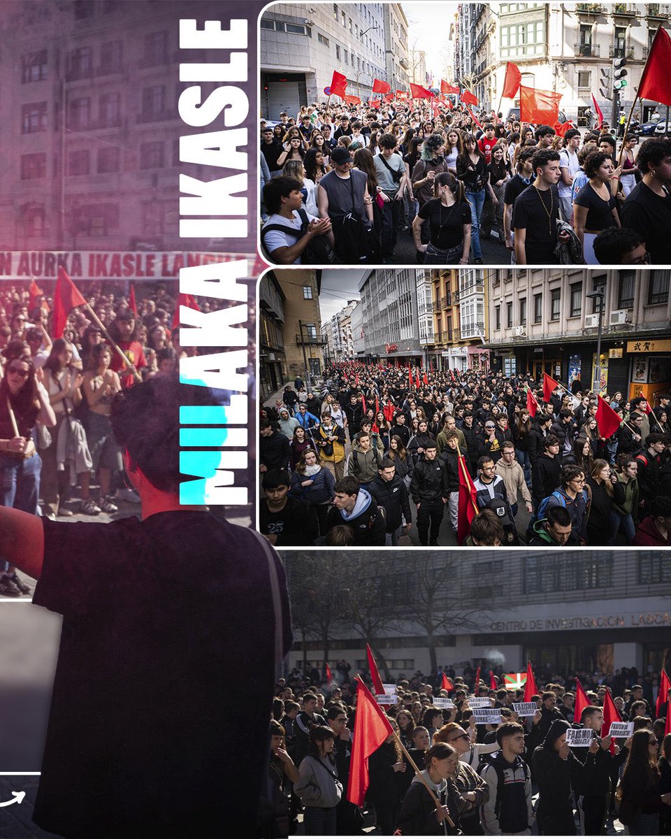 IASozialista's tweet photo. Azken bi asteetan milaka ikaslek Euskal Herriko kaleak faxismoaren aurkako eta sozialismoaren aldeko aldarriz bete ditugu. 

Jarrai dezagun ikasle langileon interesen alde antolatzen eta mobilizatzen! https://t.co/hbdAdhK2xO