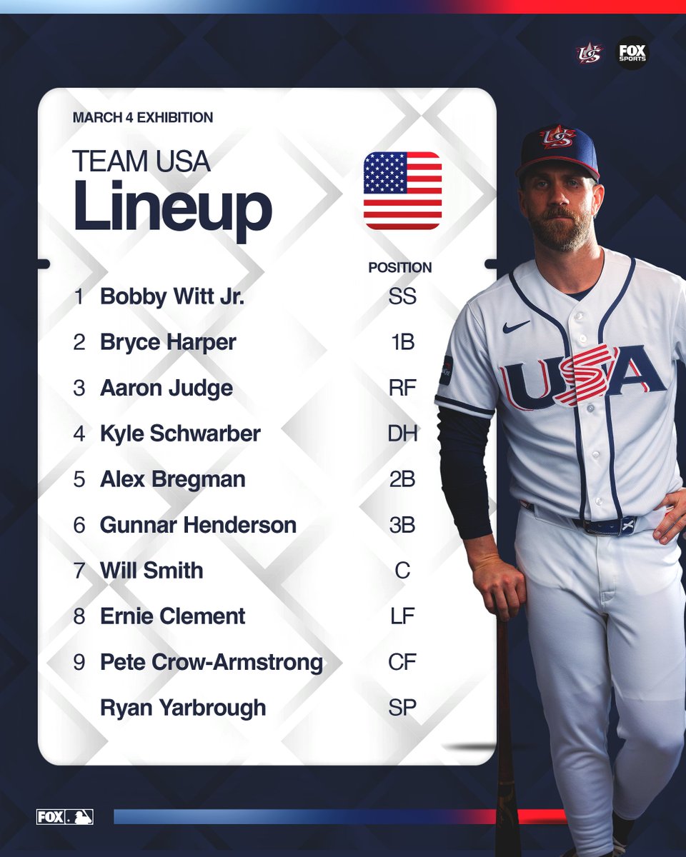 Team USA's lineup for their exhibition game against the Rockies today 🇺🇸
