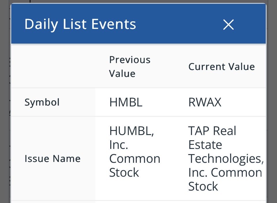 $HMBL name change tomorrow 
$RWAX is the new symbol
🚨🚨🚨🚨