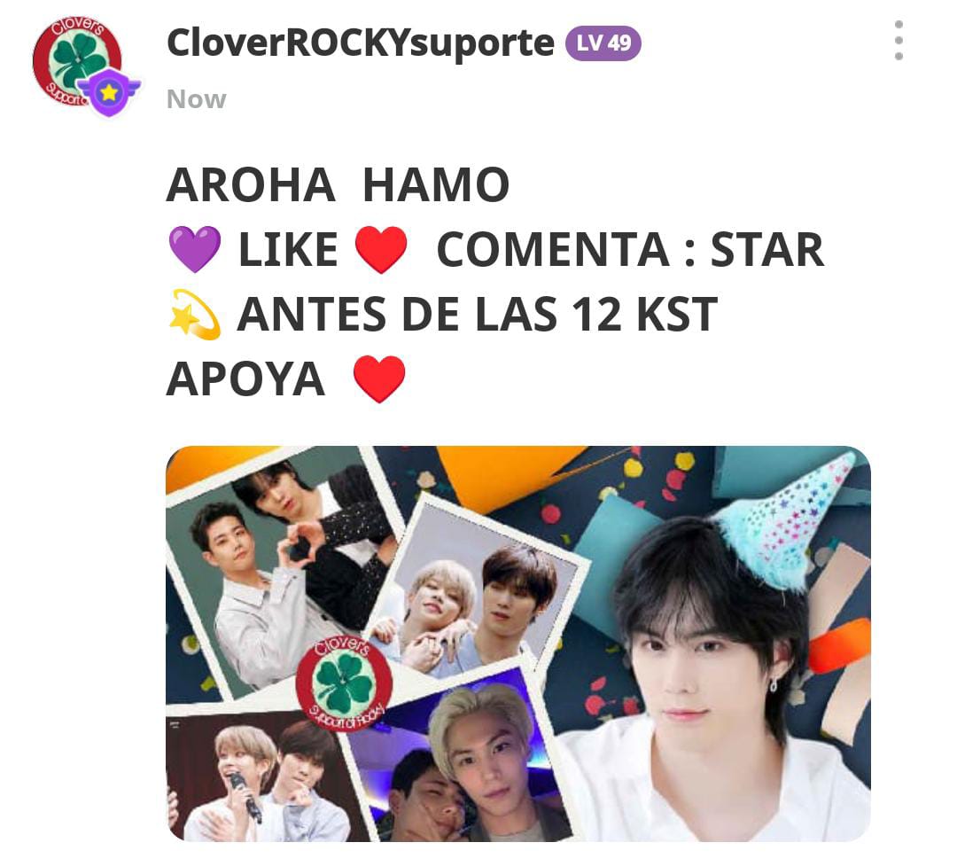 kloversRocky's tweet photo. HAMO LISTAS !!!! para apoyar a #ROCKY en la App IDOLCHAMP !!! Puedes pasar y dejar tu comentario β₯οΈπ, dar like a otros comentarios y juntas llegar a 30β₯οΈ para recibir 20π!!!
#ROCKY #λΌν€ #γ©γ #HAMO
@wonijin_ent
#OBROS
#OBROS2 https://t.co/p9S6ua62Nq