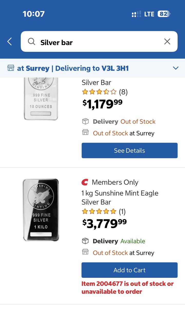 rishitemani's tweet photo. @costcocanada Now this seems like you just blocked the purchaseing of silver because prices are down as soon as prices goes up it’s again up for sale this doesn’t seem right to me ?? https://t.co/om40MYpB5K