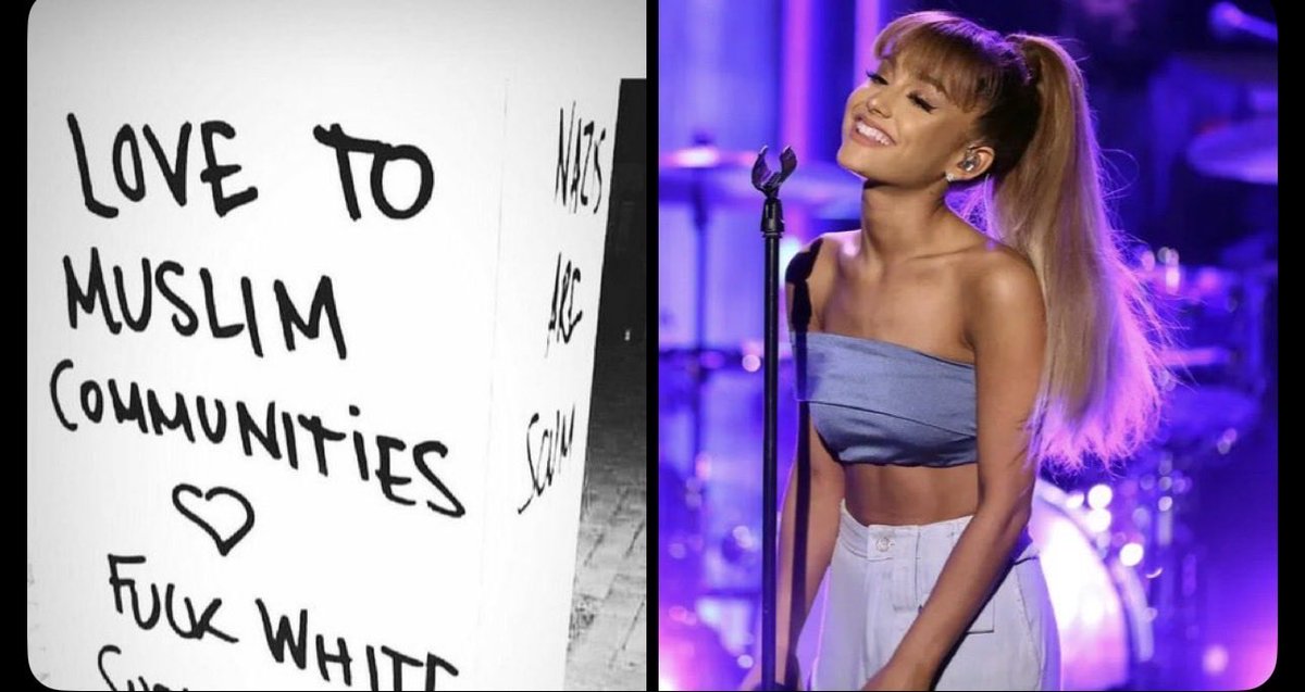 I love non extremist from all racist and religions and condemn any extreme including the Catholic Church when it’s at its worst.

Yet has Ariana Grande forgot all the innocent children and adults killed at her concert in 2017

It certainly was not a white supremacist.

She is the