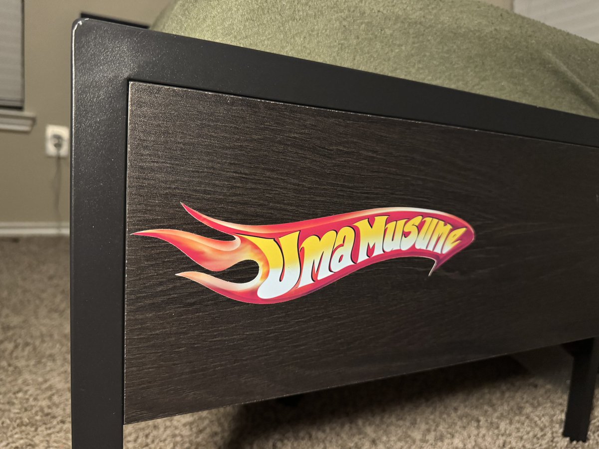 I didnt know where to put this sticker so now its on my bed