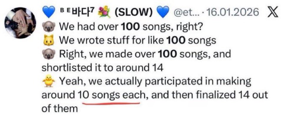hourjinnie's tweet photo. 1) no one is attacking jin 
2) we know jin worked so hard last year for echo and his album and tour and that’s actually the point here! 
2) no one is angry at jin for not writing songs, because he actually did write and worked on some songs even though he was on tour. I feel many of you either don’t know that or are choosing to omit that for the sake of your argument 

People are upset that he still managed to work on songs even though he toured but he ended up getting no credit on the album. Jin always writes and wants his songs picked, he always does, that’s why he said the best part of Echo was writing the lyrics. It could have been a coincidence but at some point everyone involved noticed that only 6/7 were included. 4/7 members writing songs would look better than 6/7, that simply looks BAD. 

Does being upset over this equate to saying jin didn’t contribute? Absolutely not. Jin was involved with vocals, with the concepts, with everything else, and we will hype him up for that, he’s worked so hard on this comeback. But the subject here is SONGWRITING. People are upset over this and how bad 6/7 looks, if Jin came and said he himself did not want to have a single lyric of his involved we would immediately understand and wouldn’t be upset, but so far people do have the right to feel bad seeing 6/7 when all the public current proof we have is that he did in fact participate but ended up with no credits, and if everything was already done when he got there, whatever he worked on should have been included, even 1 line, because looking at the huge list of songwriters, its not like everyone contributes long lyrics anyway. 

If this doesn’t bother you, that’s ok. That is you, in my opinion, the right thing to do was make sure the album contained songs where everyone wrote enough to have credits, because this is their big comeback. That is the opinion of many and you are free to have yours. 

lastly, many people are saying that he worked hard and songwriting isn’t end all or that important. Yes we know he worked hard on this album, who says he didn’t. But the credits are important, let’s not lie to ourselves. There is a reason they are released to the public, and if they weren’t important army  wouldn’t be making graphs on who did which songs and bragging about their biases working on a certain number of songs, so let’s not lie now.