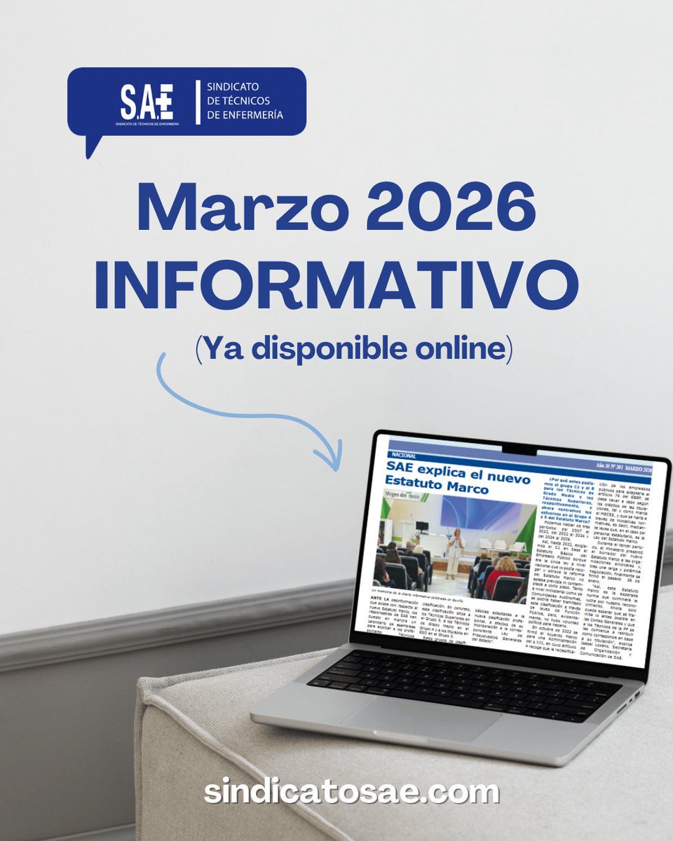 ¡Ya tienes disponible #online nuestro Informativo de Marzo! 🗞

🔗DESCARGAR PDF : sindicatosae.com/intranet/plugi…

#Periódico #SomosLasManosQueTeCuidan #SAEContigo