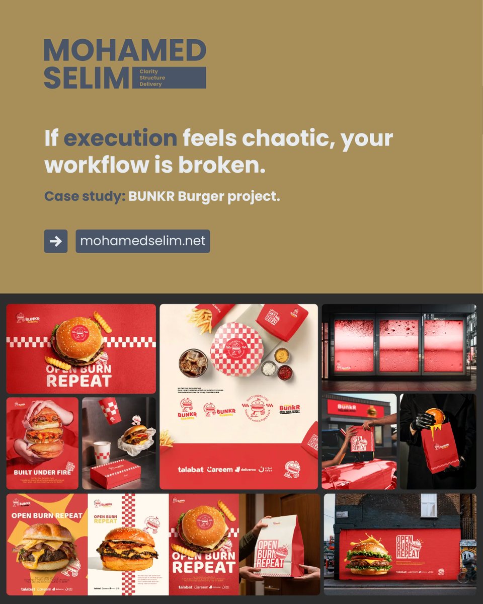 SelimPMs's tweet photo. If execution feels chaotic, your workflow is broken

Case study: BUNKR Burger
Managing cross-time-zone teams needed structure, a fixed reporting rhythm, &amp; a clear escalation system

Alignment improved. Delays decreased

Fix systems before blaming people

https://t.co/sJd4ERkFkH https://t.co/hUHIzdKRQp
