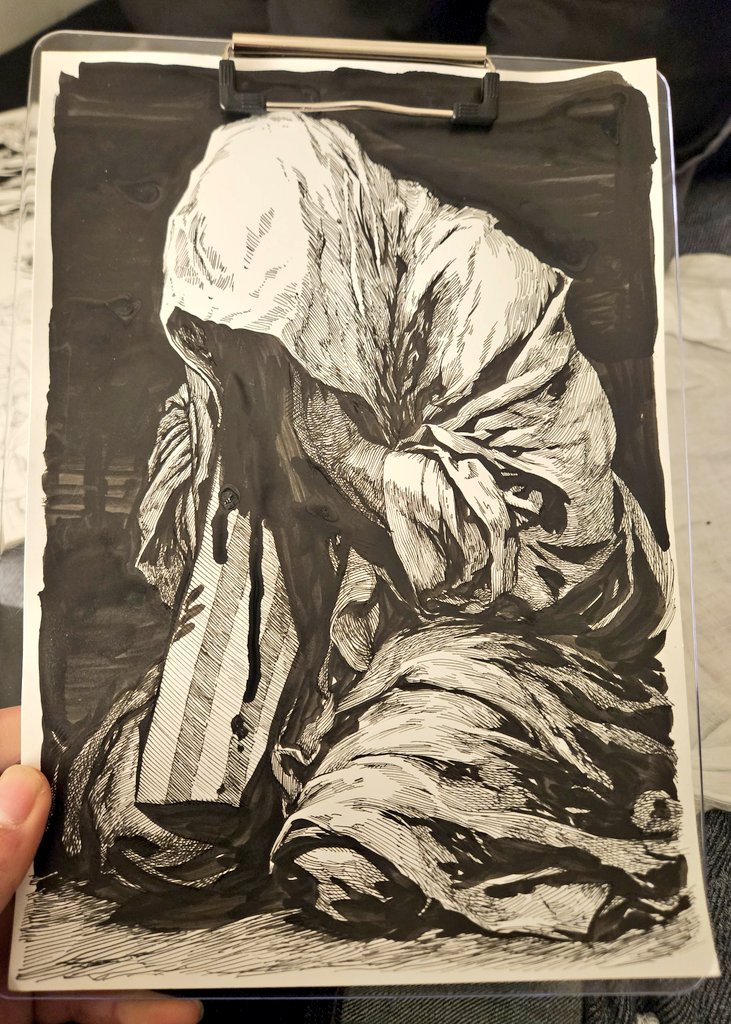 gou_tanabe's tweet photo. Hooded figure.

Ink study. https://t.co/inBqTEnA6d
