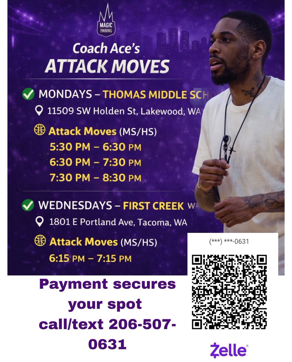 nwmagicboys's tweet photo. 🏀 WEDNESDAY WORK 💪🏾

Two great opportunities to get better tonight!
#WednesdayWork

📍 First Creek Middle School
1801 E 56th St, Tacoma, WA

Pull up. Get reps. Put the work in.

#WednesdayWork
#2TrainingOpportunities
#NorthwestMagic
#BuiltNotBorn 💜🏀 https://t.co/QztoW7AOfg