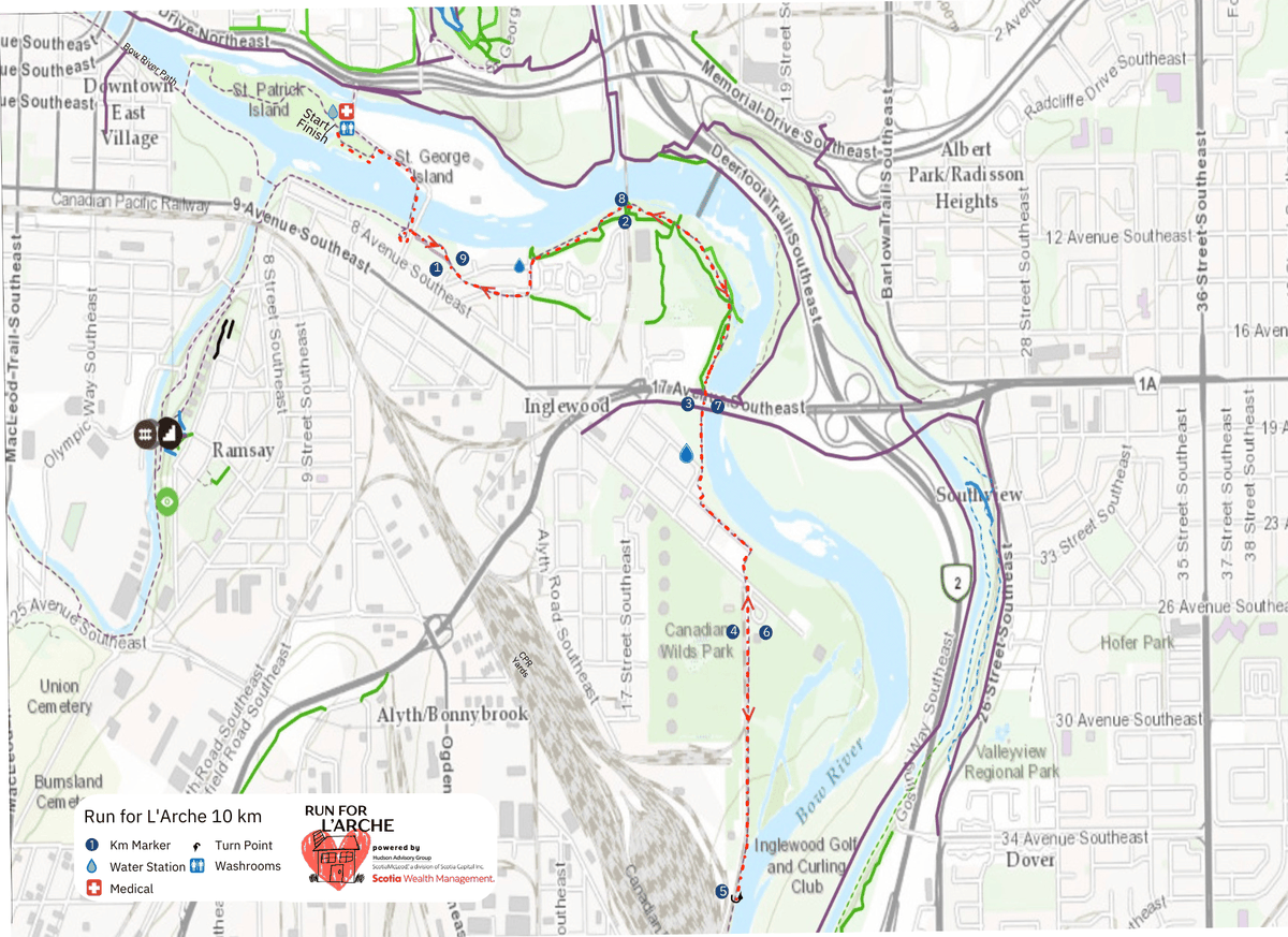 larchecalgary's tweet photo. Routes are LIVE for the 2026 Run for L’Arche
📍Confluence Plaza, St. Patrick’s Island
 🗓 April 11, 2026
 🏅Half | 10K | 5K | 3K | 1K Fun Run
Run the Bow River pathways and support L'Arche Calgary 💙
Register by March 31
#YYCRunners #RunForLArche https://t.co/dbOgsvgYIF