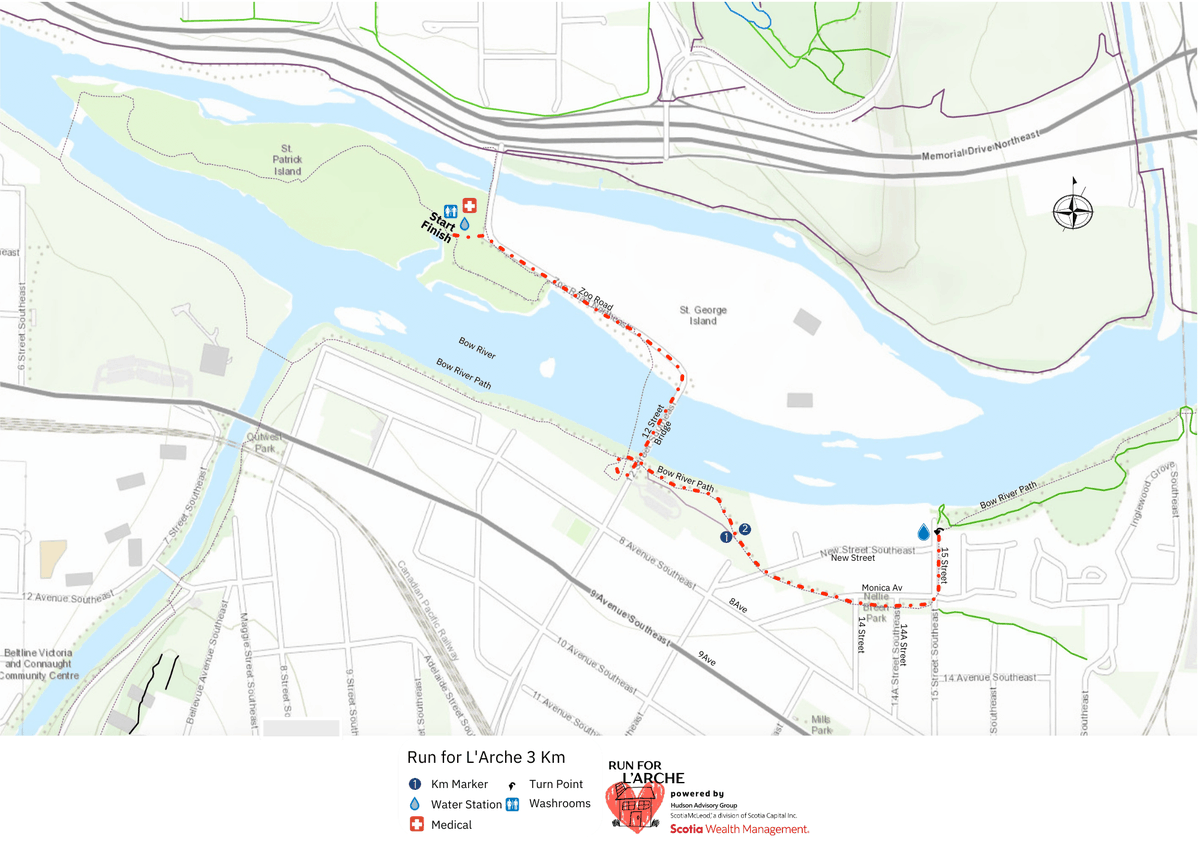 larchecalgary's tweet photo. Routes are LIVE for the 2026 Run for L’Arche
📍Confluence Plaza, St. Patrick’s Island
 🗓 April 11, 2026
 🏅Half | 10K | 5K | 3K | 1K Fun Run
Run the Bow River pathways and support L'Arche Calgary 💙
Register by March 31
#YYCRunners #RunForLArche https://t.co/dbOgsvgYIF