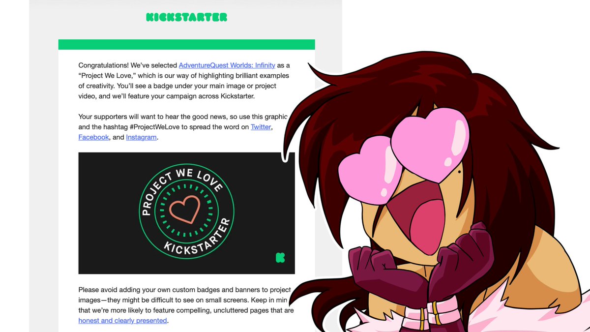 OMG!!! AQWorlds: Infinity just got selected as a #ProjectWeLove by <a href="/Kickstarter/">Kickstarter</a> 😍 What an honor! 
Heroes... you helped us accomplish this!!
Thank you all so much for your support! Seriously. We couldn't do this without you.
Battle on to Infinity!
#aqw #infinity #kickstarter