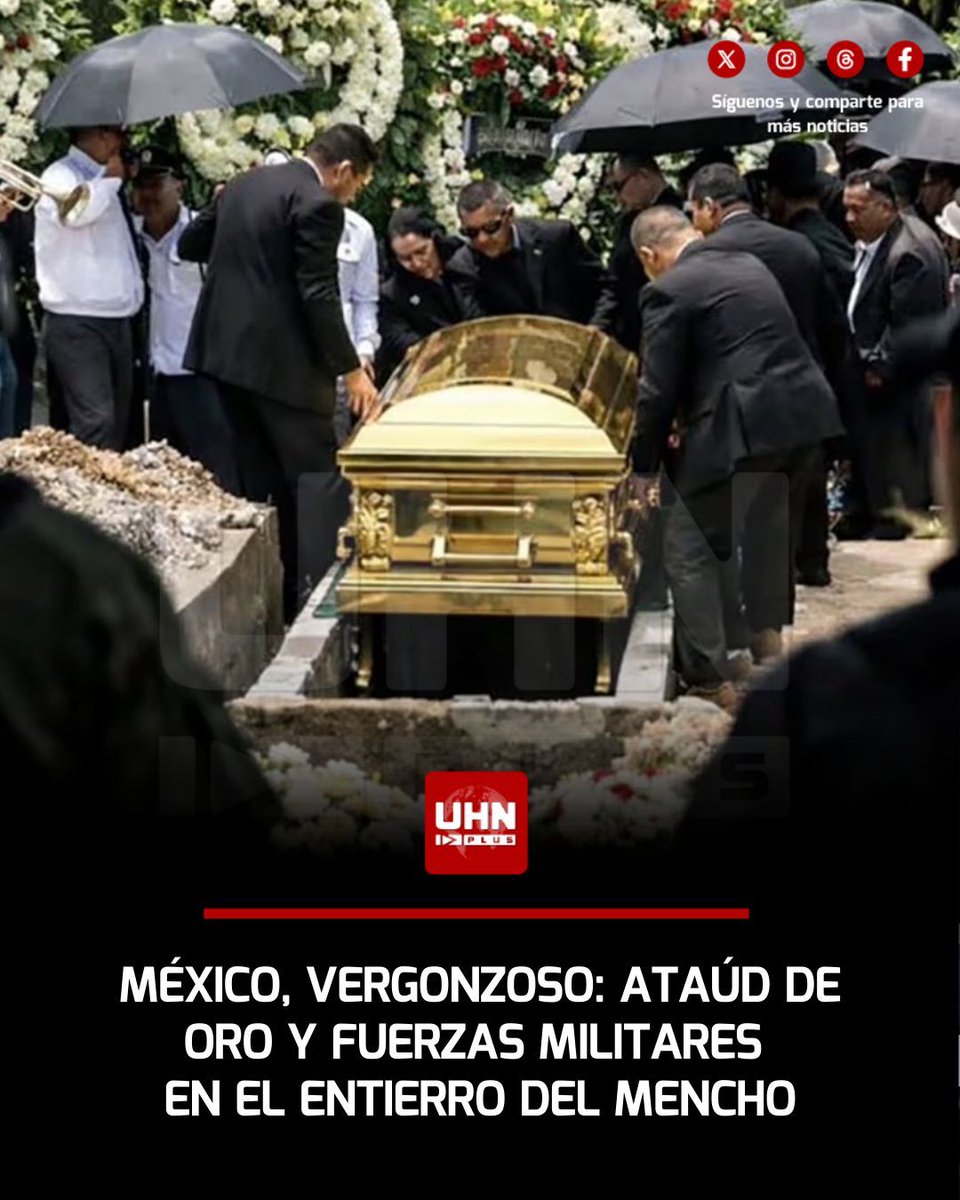 🇲🇽‼️ | México vuelve a sumar otro capítulo lamentable y Claudia Sheinbaum queda expuesta una vez más. En un acto insólito, se despidieron los restos del Mencho. La particularidad es que el cuerpo del narco fue llevado en un ataúd de roble bañado en oro y la ceremonia dejó