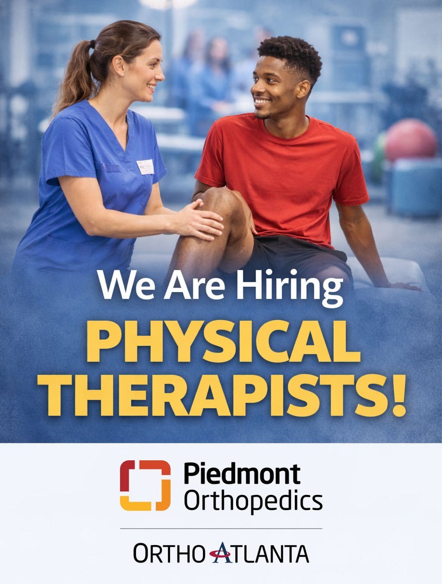 OrthoAtlanta's tweet photo. 📣We’re Hiring Physical Therapists in Several GA Locations! Apply here: https://t.co/iPnpvx4Gnk https://t.co/0Dc8ZdCMQl