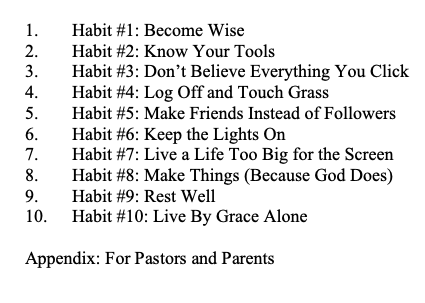 Digitalliturgy's tweet photo. Here is the table of contents for my book "Scroll Less, Live More: 10 Healthy Tech Habits for Teens." Coming November (pre-order link below) https://t.co/BwxmXOhI8U