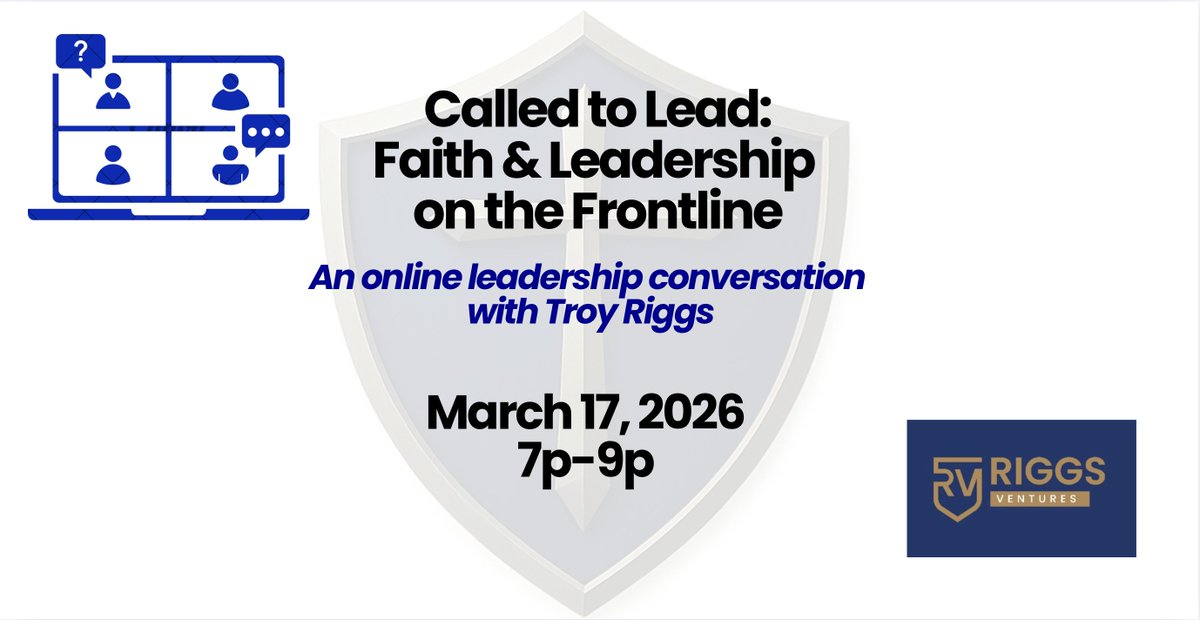 Join us March 17, 2026 (7–9 PM) for an online Zoom leadership conversation with Troy Riggs and Lynn Floyd.

Register here: forms.gle/DtoaibRQbCJxF3…

#Leadership #FaithAndLeadership