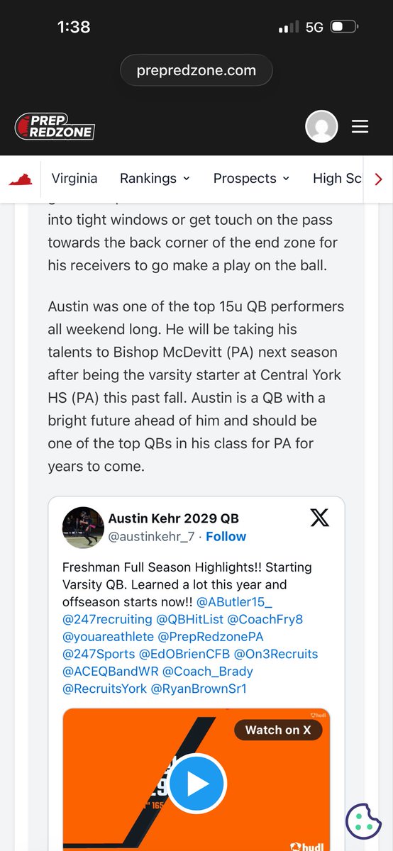Austin Kehr 2029 QB tweet media