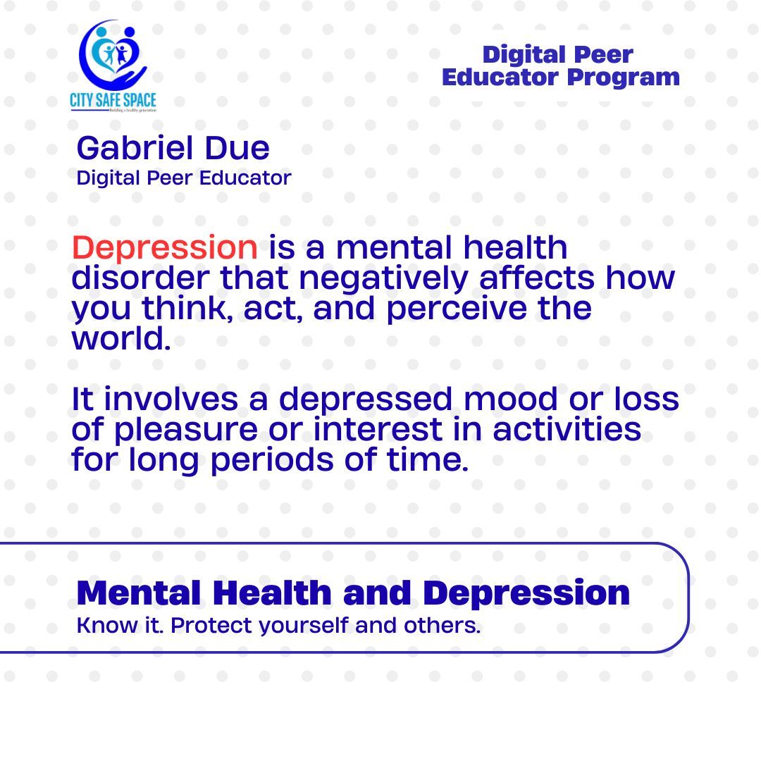 DueGabriel1's tweet photo. Depression is one of the leading causes of illness and disability among adolescents. Access to accurate information and early diagnosis is key to getting effective treatment.
#DigitalPeerEducators2026
#CSSDPEProject
#DPE2026
@citysafespace https://t.co/3LsYaf1Vcm