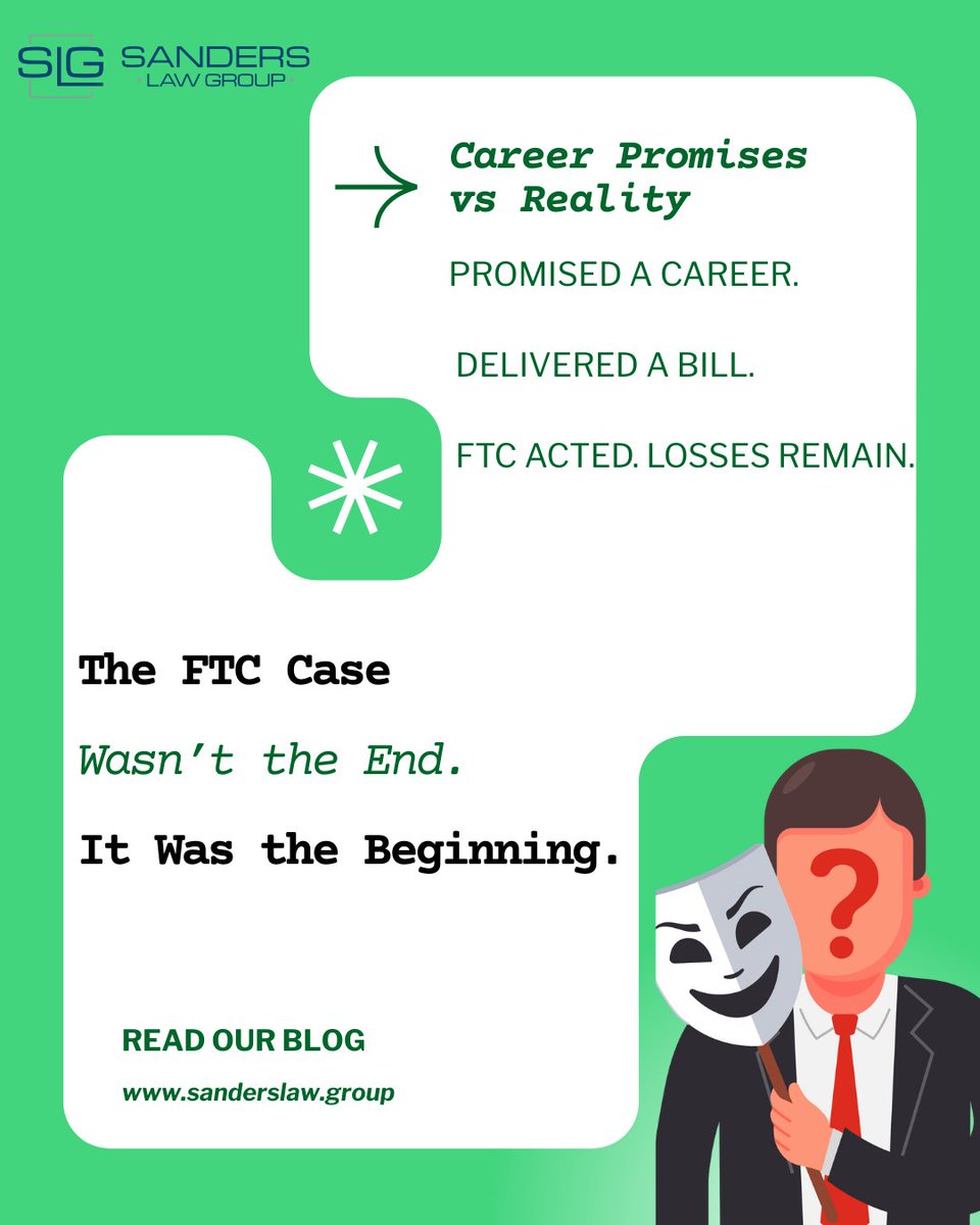 SLG__lawfirm's tweet photo. Career programs sell outcomes, not just classes.

When those outcomes don’t happen, the cost isn’t just emotional. It’s financial.

That’s the reality many students are still facing.

Read the full story - https://t.co/y8SCt4G2Lh

#SLG #SandersLawGroup #EducationIndustry #FTCNews https://t.co/OVPLdu5aFW