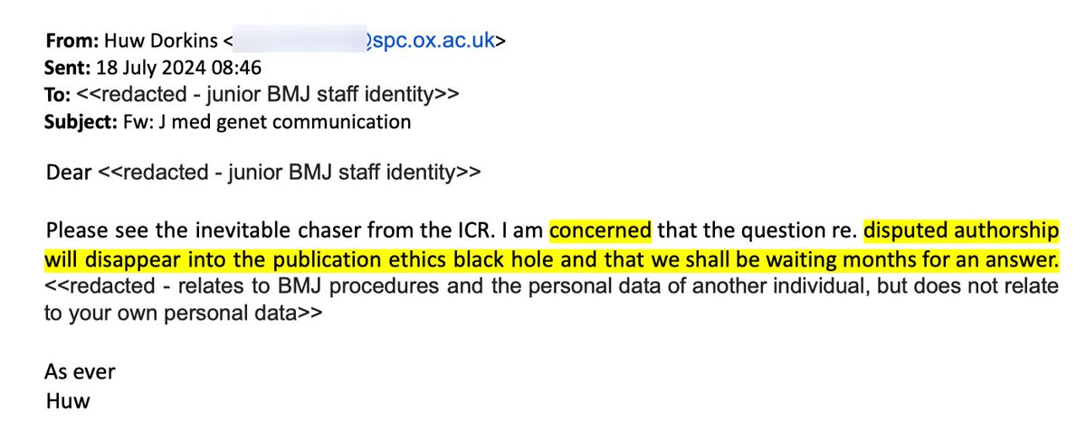 BarryIeGb's tweet photo. @JMG_BMJ Clare &amp; ICRs misleading statements speak to their integrity and credibility. Huw's concern? Ethics black holes. Truth and research integrity be damned. Not a credible EIC. https://t.co/uFS46CNTh5