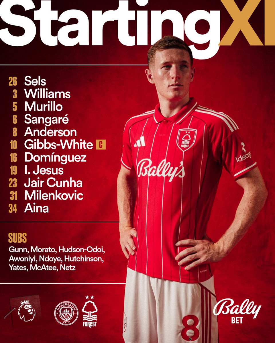 Fanzelsportsng's tweet photo. How #NottinghamForest line up to face  #ManchesterCity in this night's #PremierLeague game at the #EtihadStadium.
#MCINFO #NFFC #MCFC #Citizens #EPL #Forest #City #ManCity #TrickyTrees https://t.co/bHcN8gNmyK