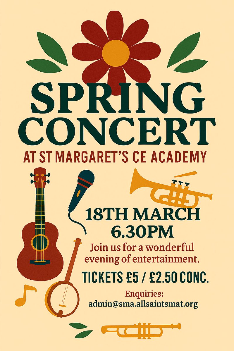 SMAliverpool's tweet photo. 🌸 Join us for our Spring Concert, showcasing the incredible talent of our students! 🎶🌟
An evening of music, performance and celebration.
🎟️ Tickets are available now via Arbor – don’t miss out!
#SpringConcert #StudentTalent https://t.co/Leobaxooyk