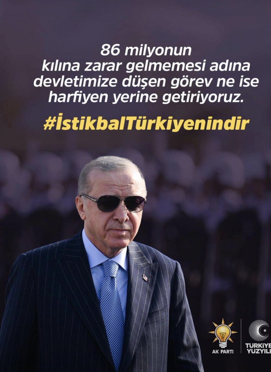86 milyon insanın tırnağına taş değmesin diye kim ne görev almışsa elinden geleni yapıyor. Devlet güçlü olursa millet de güçlü olur. Birlik olursak aşamayacağımız hiçbir şey yok.

#İstikbalTürkiye’nindir 🇹🇷