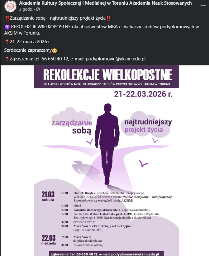 Rekolekcje wielkopostne z Danielem Obajtkiem 🫣