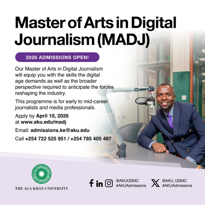 📢 <a href="/AKU_GSMC/">AKU Graduate School of Media and Communications</a> is still accepting applications for two graduate programmes: 

👉 Executive Masters in Media Lea​dership and Innovation: twp.ai/9PbgZB
👉 Master of Arts in Digital Journalism: twp.ai/4iwRN7

Deadline: April 10.