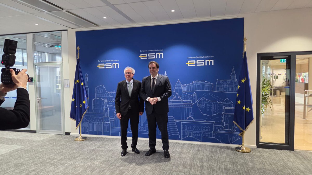 Pierrakakis's tweet photo. The ESM plays a crucial role in safeguarding financial stability in the euro area.

We look forward to continuing our fruitful cooperation. https://t.co/25CfvpN6pc