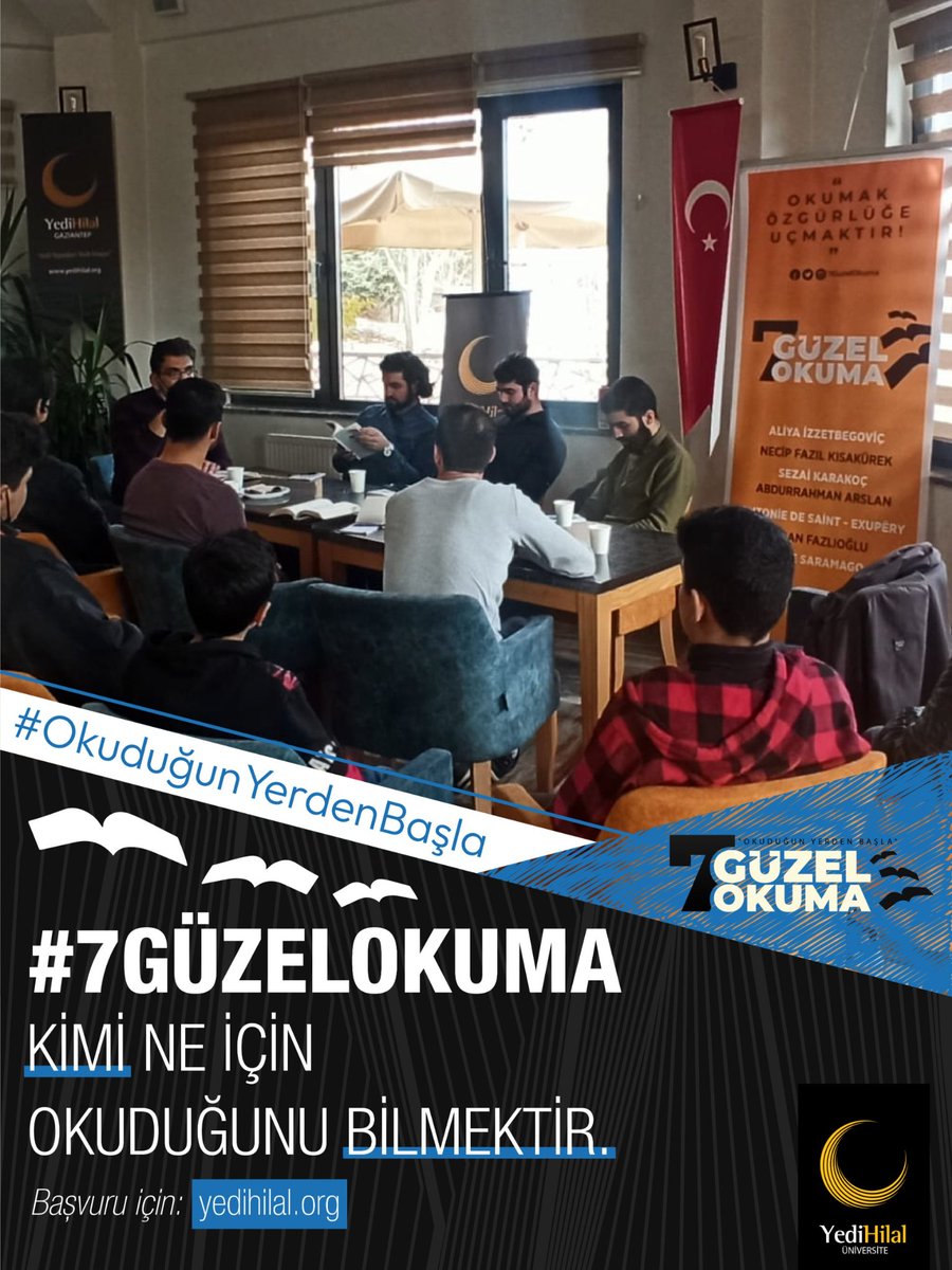 sahmetsar1's tweet photo. 7 Güzel Okuma kimi ne için okuduğunu bilmektir.         

Başvuru için: https://t.co/SJa8TOA0fn        

 #7GüzelOkuma         #OkuduğunYerdenBaşla https://t.co/W2wO95B78n