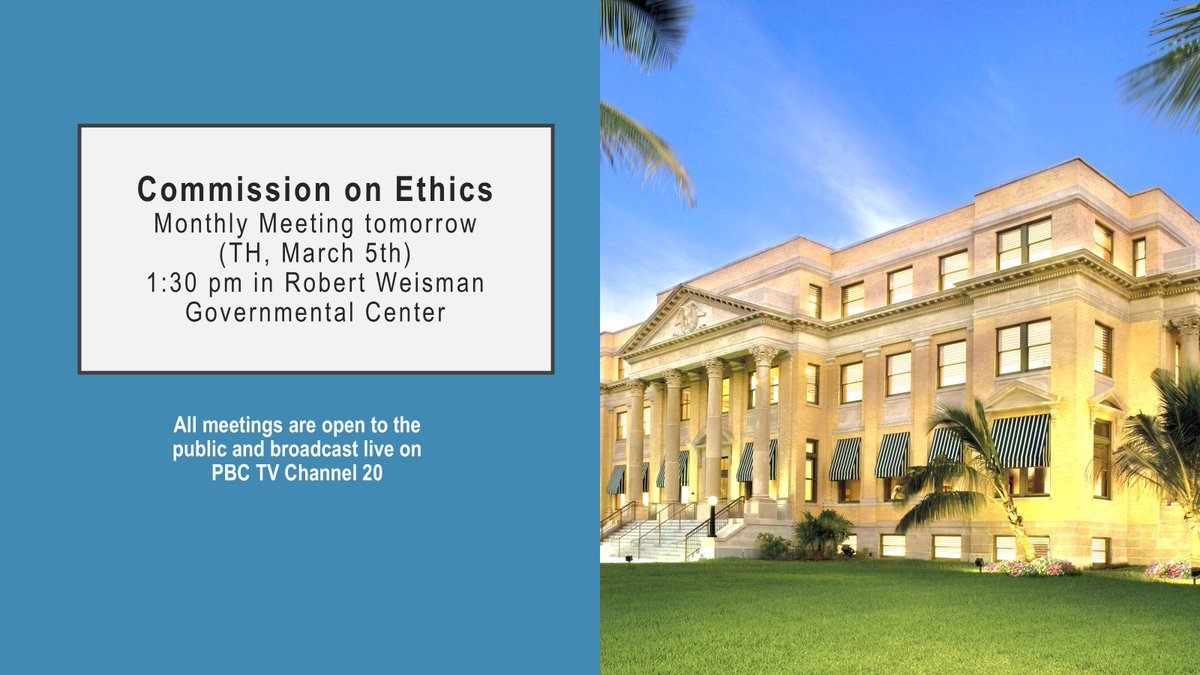 PBCCOE's tweet photo. REMINDER: The COE monthly meeting happens tomorrow, Thursday, March 5th. Learn more: https://t.co/qLzNmDweX5
#PBCCOE #EthicsMatters #OneEthics https://t.co/yG82Lfusqc