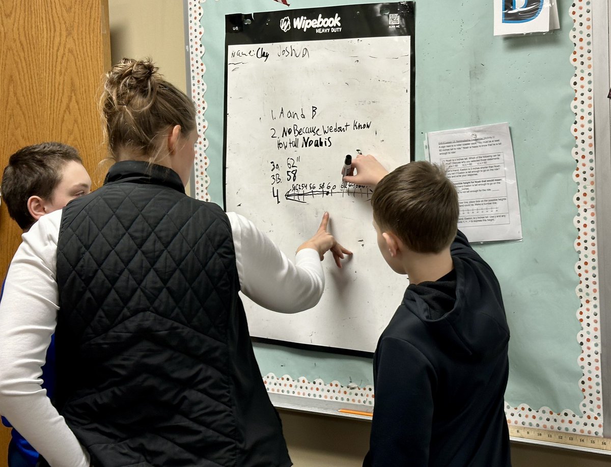 UrbandaleCSD's tweet photo. Ms. Nelson’s students are GREATER today than they were yesterday! They spent math class visiting math inequalities to figure out how tall you have to be to ride a rollercoaster 🎢 😀 #AllAboutU #UMSpride https://t.co/HQHelaXxGb