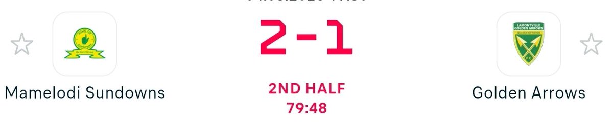 Mzansipresser's tweet image. GOAL, Golden Arrows pulls one back, its Mamelodi Sundowns 2 Golden Arrows 1.

#Sundowns #Arrows #BetwayPrem