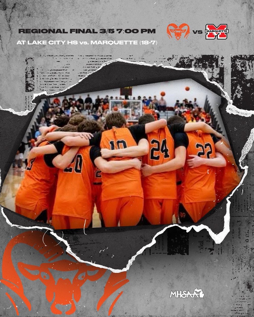 RockRamsHoops's tweet photo. REGIONAL FINAL THURSDAY NIGHT! 
📍 Lake City High School
⏰ 7:00 PM
🎟️ = https://t.co/YAIkGf1PWr

BE THERE as the Rams try to capture first regional 👑 since 2012!!!! #Tough&amp;Together https://t.co/4kB6oqjPVd