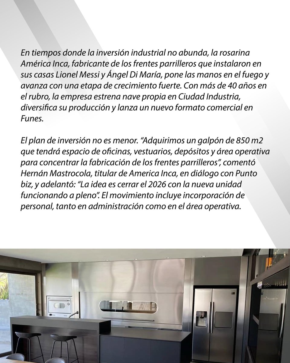 AmericaInca's tweet photo. Te compartimos la nota que realizamos junto a Punto Biz donde contamos lo que se viene para América Inca 🔥
Nueva nave en Ciudad Industria, más inversión, incorporación de equipo, diversificación de productos y la apertura de un showroom experiencial en Funes. https://t.co/9SUAEOqhd2