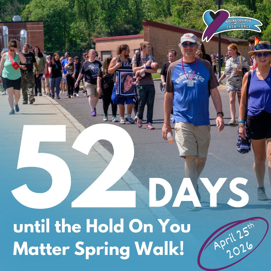 Only 5️⃣2️⃣ days until the Hold On You Matter Spring Walk for suicide prevention and awareness! Registration is open now, make sure you create your team so they will be ready to walk at the end of next month😊!

Register at holdonyoumatter.com today!