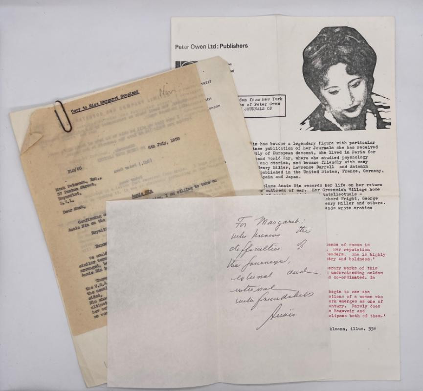 IlkleyBookPBFA's tweet photo. Unusual collection of Anaïs Nin-related British publishing ephemera from the archive of the biographer/ translator Margaret Crosland will be with Quair Books at Harrogate Book Fair, 6th March, 12-6pm 7th March, 10am-4pm, Old Swan Hotel, Swan Road, Harrogate, N. Yorkshire, HG1 2SR https://t.co/cCROzCJNVq