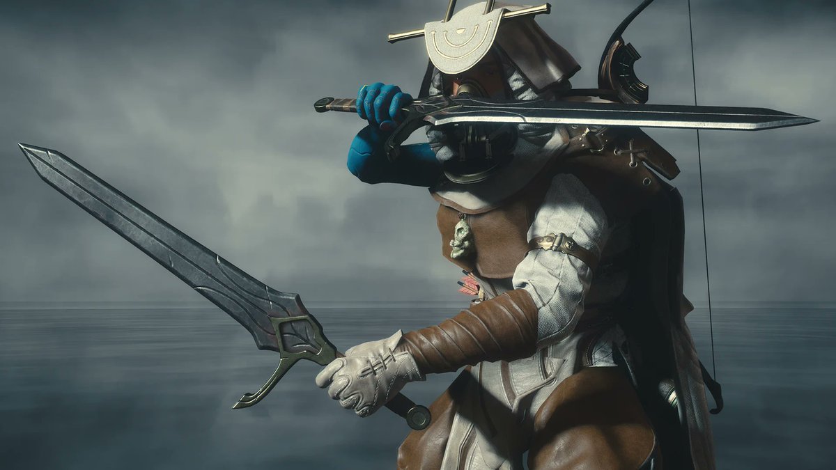 Clivers, the magnetic twinblades of the Dendrit Knightmaidens.

Two feather-light sidearms, mirrored and merciless. Inspired by an herb of the same name, a magnetic alloy pulls the dual swords together, binding them like burr to wool.