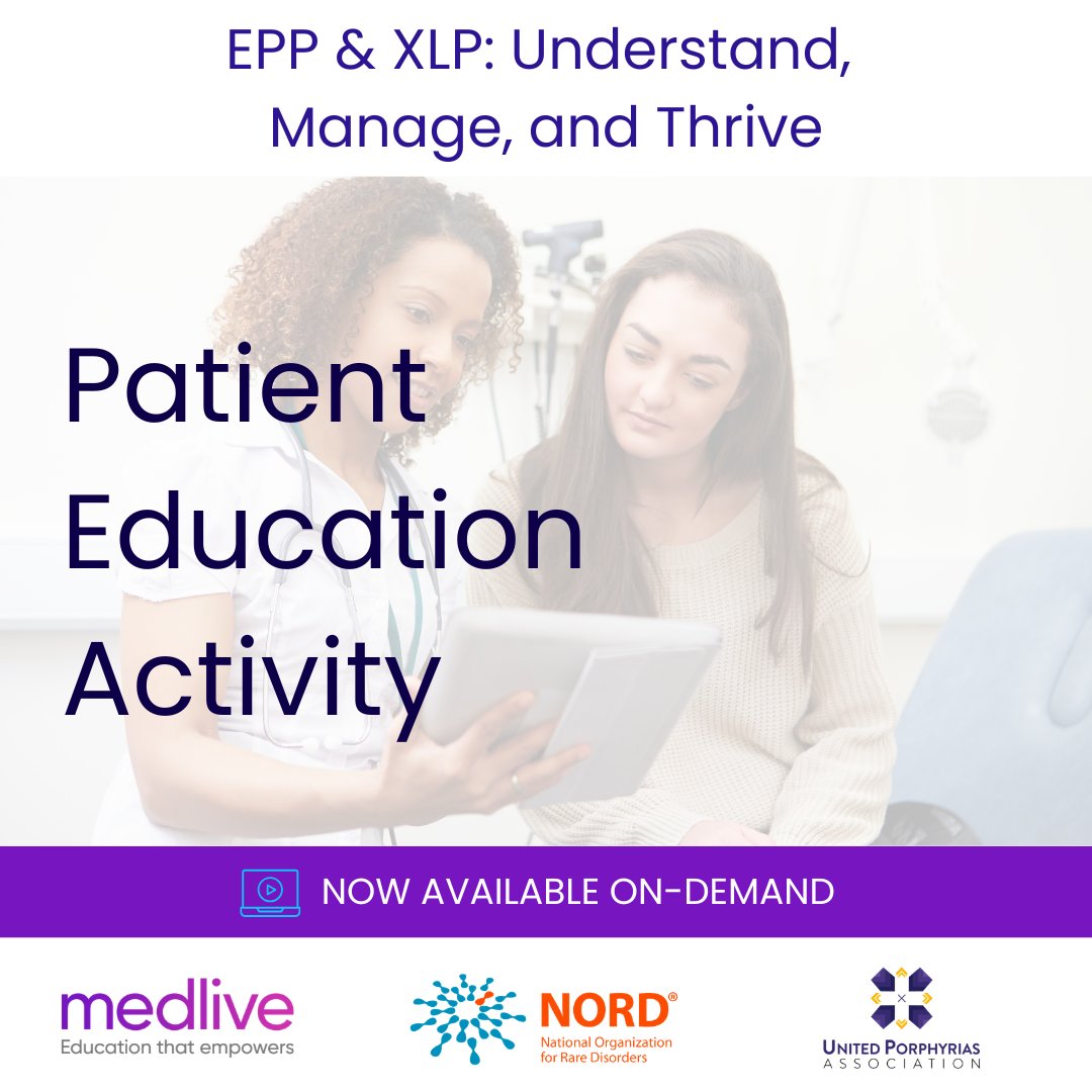 RareDiseases's tweet photo. Erythropoietic #Protoporphyria (#EPP) & X-linked protoporphyria (#XLP) affect daily life, from sun avoidance to pain and fatigue.
Our free course with @medliveofficial & @unitedporphassc helps #porphyria patients & caregivers make informed care decisions: https://t.co/2vZ6VF6Yaz https://t.co/OoRdARFdgg