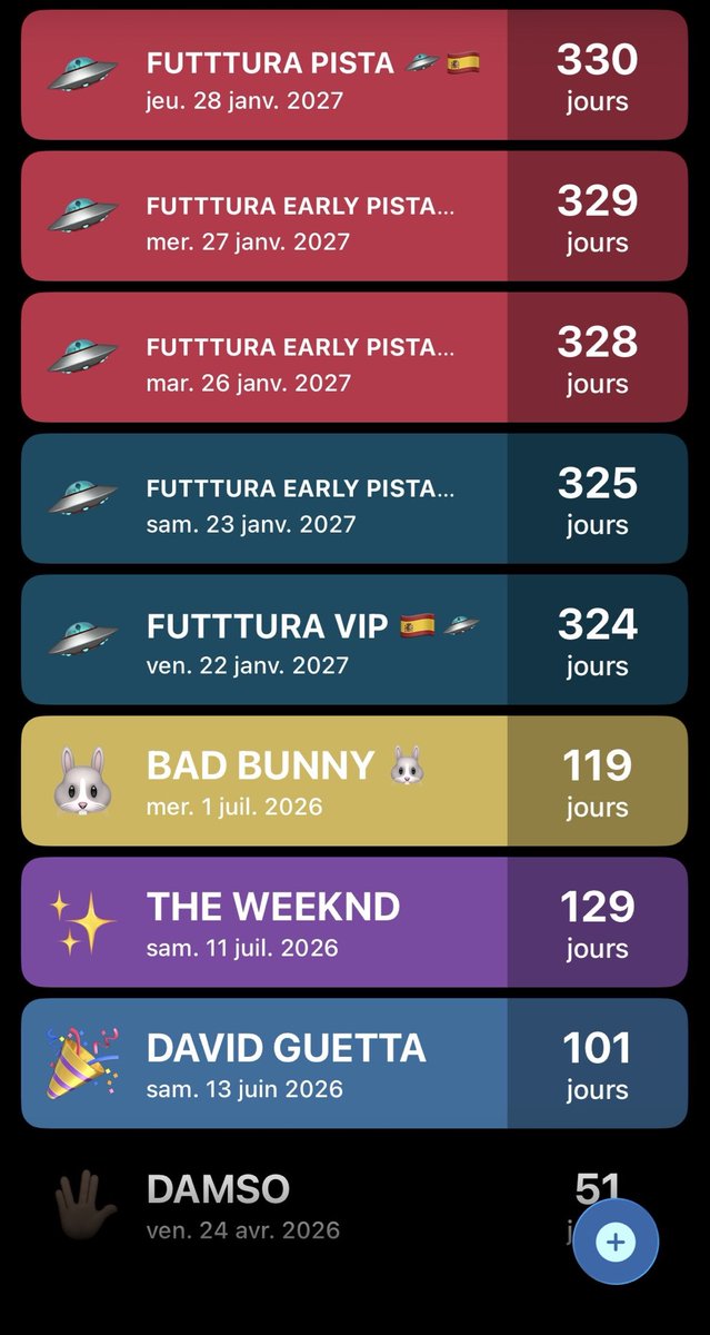 mes concerts 2026/2027 🥹