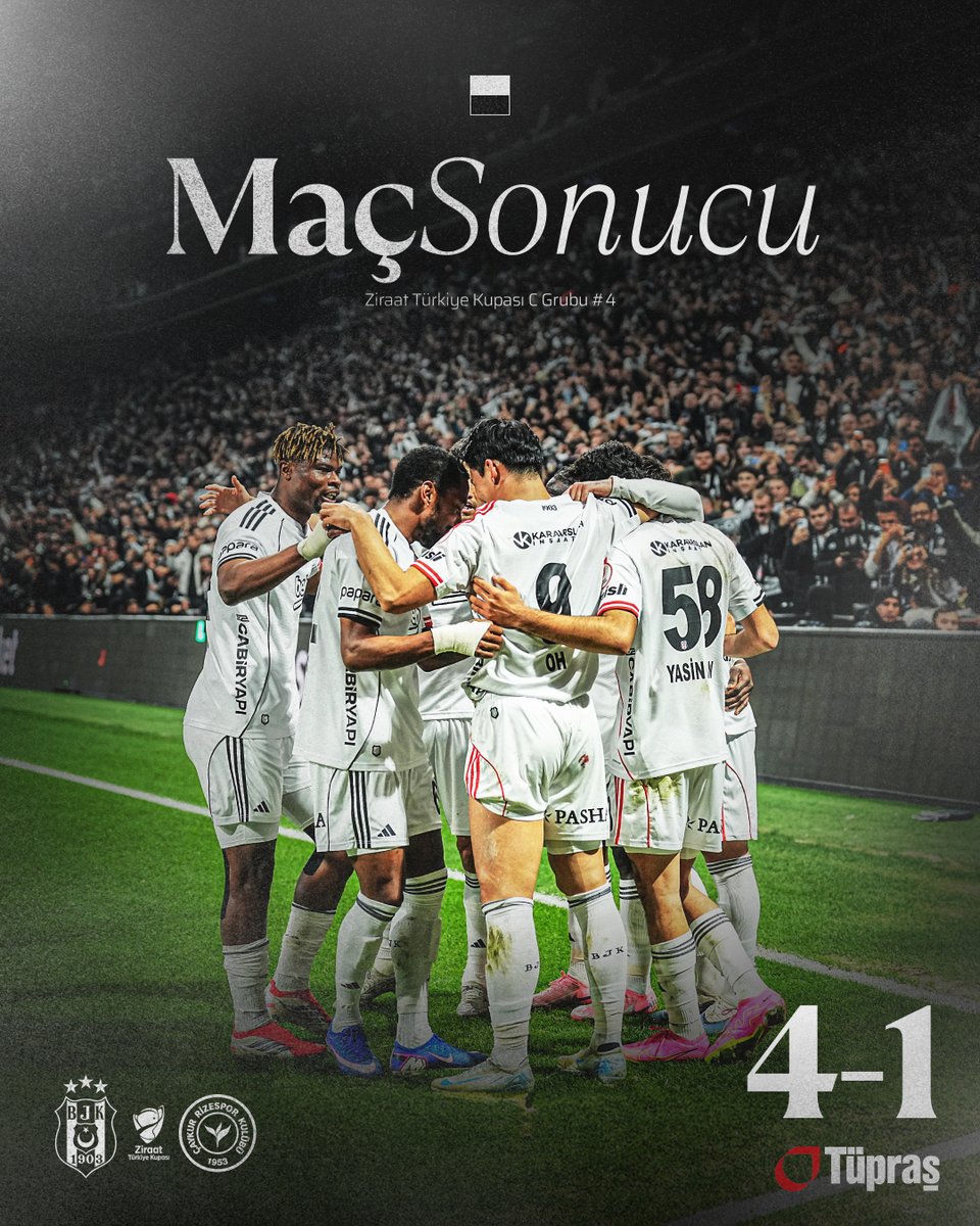 Ziraat Türkiye Kupası'nda çeyrek finale yükseliyoruz! 🦅

Beşiktaş 4-1 Çaykur Rizespor

#BurasıBeşiktaş 🦅 
<a href="/tupras/">Tüpraş</a>