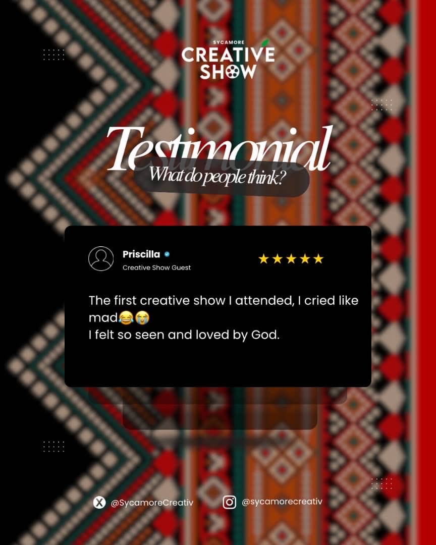 SycamoreCreativ's tweet photo. People who have experienced Sycamore Creative Show know it’s never just a play.

It’s music, movement and storytelling that stays with you.

This year: Tales of Kuminga — The Last Offering

March 27
Ibadan https://t.co/uQJi4pn1DP